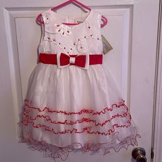 Beautiful Red And White Tulle Dress. Red And White Satchel, Zip Closure. Size 3/4. Brand New White Tulle Dress, Toddler Girl Dress, White Tulle, Red Hood, Toddler Girl Dresses, Dress Red, Tulle Dress, Girl Dress, Kids' Dresses