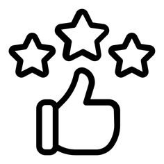 the thumbs up icon with three stars above it, and one pointing to the right