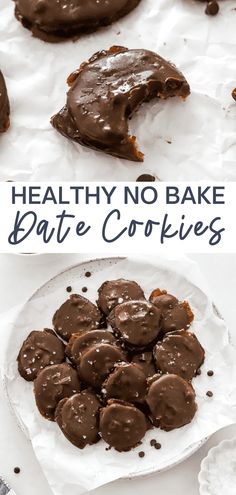 healthy no bake date cookies with chocolate frosting