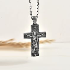 Resurrection of Jesus on cross pendant necklacein sterling silver, Faith necklace for mama, Protection necklace for her polished silver Our products are handmade and have a minimal design. All products are made of gold and silver, that is, precious and high-quality materials. Our products will complement your combinations for daily use or on special occasions and add elegance to you. You can also make your loved ones happy by gifting this beautiful product to them. As Therollerstone Team, we wil Polished Pendant Cross Necklace As Gift, Polished Pendant Cross Necklace For Gift, Gift Cross Pendant Necklace With Polished Finish, Personalized Silver Cross Necklace, Gift Polished Pendant Cross Necklace, Sterling Silver Cross Necklaces For Mother's Day, Engraved Sterling Silver Cross Necklace Gift, Mother's Day Sterling Silver Cross Necklace, Sterling Silver Polished Cross Necklace Gift