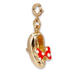 Minnie approved, this gold shoe charm shows off her signature style! Add this charm to any CHARM IT! bracelet or necklace and customize her collection! features & materials Enamel, Base Metal, Acrylic WARNING: Choking Hazard - Small parts. Not for children under 3 years. Gold Shoe, Minnie Ears Headband, Disney Purse, Charm It, Draw Hair, Cupcake Charms, Princess Charming, Unicorn Charm, Disney Collector