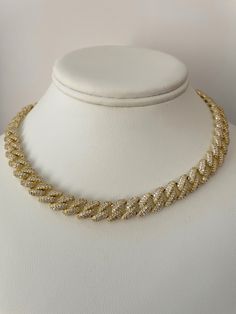 • 18k gold filled • zircon stones • 10 mm • 16 inches long Cuban Link Necklace, Cuban Link, Link Necklace, Gold Filled, Pearl Necklace, 18k Gold, Chain Necklace, Gold Necklace, Fine Jewelry