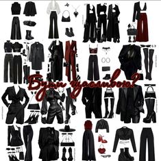 All Black Vampire Outfit, Mafia Aesthetics Outfit, Gothic Red Outfit, Soft Rock Aesthetic Outfits, Gothic Capsule Wardrobe, Dark Feminine Outfits Ideas, Dark Feminine Outfit Inspo Casual, Goth Wardrobe Essentials, Dark Red Aesthetic Outfit