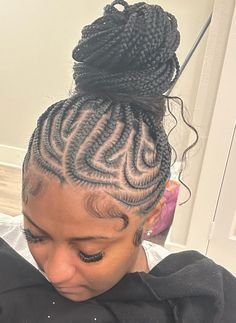 Braided Hairstyles In Bun, Freestyle Braided Ponytail, Summer Braided Hairstyles For Black Hair, Hair Braid Designs, Cute Braided Hairstyles, Braids Hairstyles Pictures