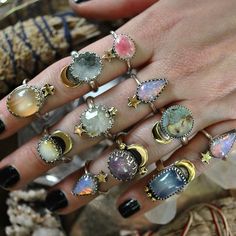 Celestial Outfit, Rat Earrings, Whimsigoth Style, Funky Vibes, Many Rings, Estilo Hippy, Indie Jewelry, Gift Inspo, Dope Jewelry