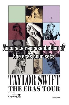 an advertisement for taylor swift's concert at the eras tour, with images of women in