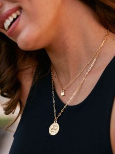 Timeless and simple, lock charms have become romantic tokens and universal symbols for the commitment, strength and constancy of a relationship. Wear our lock charm on a simple chain, or add it to our Love Lock necklace with other meaningful symbols. Metal: 14k Gold Vermeil or Sterling Silver Vanessa Necklace, Universal Symbols, Bracelet Template, Meaningful Symbols, Simple Chain, Love Lock, Morse Code Bracelet, Lapis Lazuli Necklace, Lock Necklace