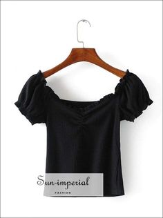 Sun-Imperial Material:COTTON Material:Spandex Item Type:Tops Tops Type:Tees Sleeve Length(cm):Short Sleeve Style:REGULAR Fabric Type:JERSEY Pattern Type:Solid sun-imperialJK193297 Gender:WOMEN Clothing Length:Short Decoration:Ruffles Style:Casual Collar:Asymmetrical See size chart : https://sun-imperial.com/pages/size-chartSizing advice :Most items run small ( discluding swimsuits and shoes) - If you are not sure which size will work best for you - You can email us via info.sunimperial@gmail.com Spring Black Crop Top, Short Sleeve Knit Top, Rib Top, Ruffles Fashion, Next Clothes, Solid Clothes, High Fashion Street Style, Sweetheart Neck, Minimalist Fashion