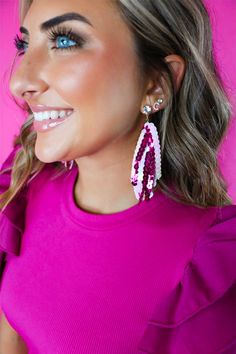 Handmade with love, these statement earrings are perfect for Valentine's Day or Spanish Town Parade! Chic Beaded Drop Earrings For Parties, Chic Party Beaded Drop Earrings, Trendy Party Tassel Earrings, Pink Tassel Earrings For Pierced Ears For Party, Pink Tassel Earrings For Party, Trendy Pink Tassel Earrings For Party, Trendy Tassel Earrings For Party, Trendy Single Beaded Earring For Party, Bella Bella