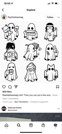 an instagram page with some stickers on it