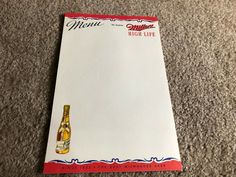 Beer Menu, Antique Paper, Letterhead