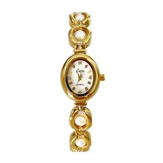 Color: Gold Pearl Watch, Bracelet Watches Women, Dream Watches, Female Style, Jewelry Essentials, Dress Rings, Women's Watch, Gold Watch, Ring Necklace