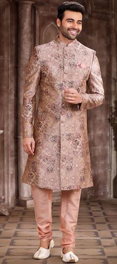 Pink and Majenta color Sherwani in Art Silk fabric with Printed work Luxury Pink Sherwani For Diwali, Luxury Pink Sherwani With Pallu, Multicolor Straight Kurta Sherwani For Wedding, Multicolor Bandhgala With Intricate Embroidery For Wedding, Wedding Sherwani With Intricate Embroidery In Multicolor, Wedding Multicolor Sherwani With Intricate Embroidery, Multicolor Embroidered Wedding Sherwani, Multicolor Wedding Bandhgala With Intricate Embroidery, Multicolor Sherwani With Dabka Work For Wedding