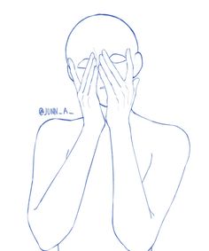 a drawing of a person covering their eyes