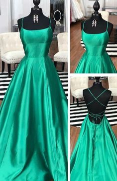 # DT1186 * DESCRIPTION Straps satin long dress with high slit,lace-up back * ATTRIBUTES Long A-line Slit Green Prom Dress Long, Winter Formal Dress, Simple Prom Dress Long, Winter Formal Dresses, Green Prom, Simple Prom Dress, Prom Dress Ideas, Dress Graduation, Prom Dresses Sleeveless