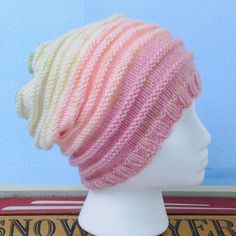 Teen / Adult size hand knitted slouchy hat. One size fits all. The prettiest color scheme....watermelon, tourmaline, a cupcake....it's just feminine & sweet for Spring. Easy care fine merino wool and polyester blend. Ships within 24 business hours. Knit Slouchy Hats, Pink Truck, Sweater Mittens, Hat Beanie, Slouchy Hat, Watermelon Tourmaline, Knit Hat, Pretty Colours, Pretty Pink