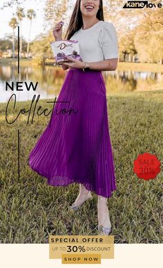 Metallic Pleated Maxi Skirts Purple Pleated Bottoms For Spring, Casual Purple Skirt For Winter, Purple Pleated Skirted Bottoms, Purple Non-stretch Skirt For Spring, Non-stretch Purple Skirt For Spring, Spring Non-stretch Purple Skirt, Spring Purple Pleated Skirt, Summer Pleated Purple Bottoms, Elegant Purple Pleated Skirt