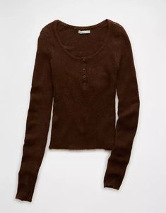 color brown in size small :) Henley Sweater, American Eagle Sweater, Henley Top, Brown Sweater, Henley Shirts, Nashville, American Eagle Outfitters, Women's Jeans, American Eagle