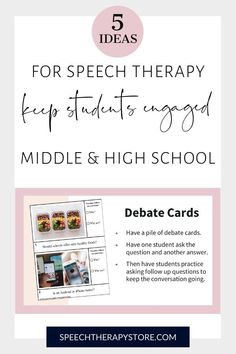 five ideas for speech therapy to help students engage in middle and high school