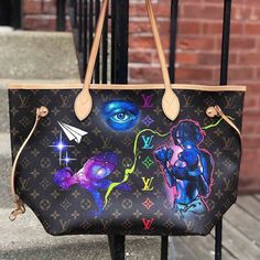 Customize Your Handbag w/ Louis Barak Hand Painted Purses, Painted Purse, Custom Purses, Handpainted Bags, Chicago Artists, Painted Bags, Custom Wallet, Downtown Chicago, Louis Vuitton Bag Neverfull