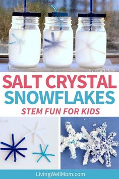 salt crystal snowflakes are fun for kids to make