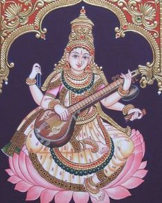 Saraswati Picture, Mural Art Design, Ganesh Art Paintings, God Artwork