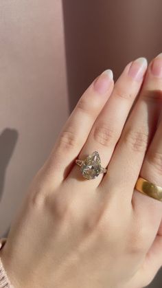 5 carat Champagne Antique Pear Shaped Engagement Ring – Victor Barbone Jewelry Andria Barboné, Brown Engagement Ring, Golden Engagement Ring, Pear Cut Diamond Engagement Ring, Victor Barbone Jewelry, Victor Barbone, Pear Shaped Engagement Ring, Pear Diamond Engagement Ring, Cute Engagement Rings