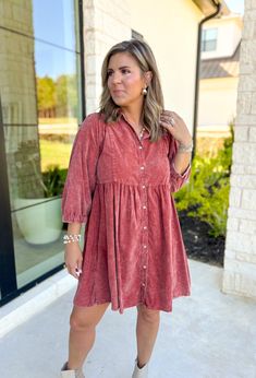 Ready Or Not Dress in Rust - Groovy's Pullover Cardigan, Corduroy Fabric, Kimono Dress, A Button, Solid Dress, Shop Maxi Dresses, Beach Dresses, Favorite Dress, Hat Hairstyles