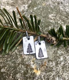 Woodland Earrings - Pine Tree Earrings - Evergreen Jewelry, Mother's Day Gift, Bridesmaid Gifts / Favors, Tree Gifts, Nature Lover Gifts Simple Silver Earrings, Stamped Dog Tags, Outdoorsy Gifts, Forest Jewelry, Idea For Mother's Day, Pet Frame, Woodland Earrings, Tree Gifts, Earrings Nature