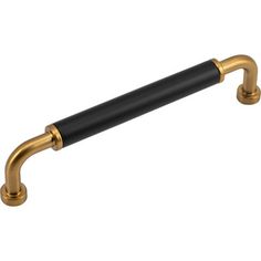 an image of a brass and black cabinet handle