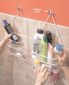 Shower Storage, Astuces Diy, Shower Shelves, Shower Caddy, Command Strips, The Shower, Cleaning Organizing, Bathroom Organization