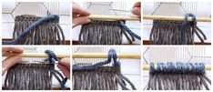 the steps to crochet with yarn are shown in four different stages, including knitting