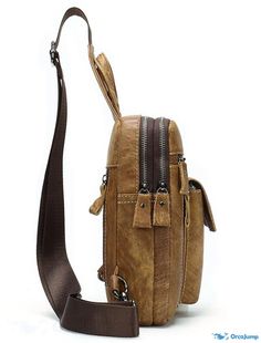 OrcaJump - Mens Retro Sling Shoulder Bag Nappa Leather Cowhide Zipper in Black, Dark Coffee, and Brown Coffee Dark Coffee, Brown Coffee, Nappa Leather, Shoe Bag, Cafe, Shoulder Bag, Zipper, Coffee, Leather