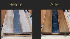 before and after shots of wood being sanded