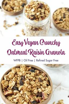 easy vegan crunchy oatmeal raisin granola recipe