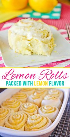 lemon rolls are baked with lemon flavored icing and then topped with frosting