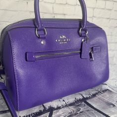 Beautiful Purple Coach Rowan Satchel. Like New! Used 1 Time! Check Out The Matching Wallet! Classic Purple Rectangular Satchel, Designer Coach Bag In Purple, Classic Purple Satchel For Daily Use, Coach Purple Shoulder Bag With Top Carry Handle, Classic Purple Bag With Detachable Handle, Classic Purple Bag With Top Carry Handle, Coach Purple Bags For On-the-go, Classic Purple Satchel For Everyday Use, Classic Purple Top Handle Bag