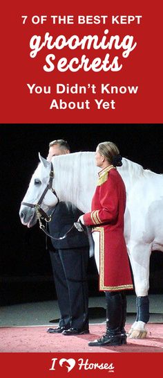 two people standing next to a horse with the caption, 7 of the best kept grooming secrets you didn't know about yet