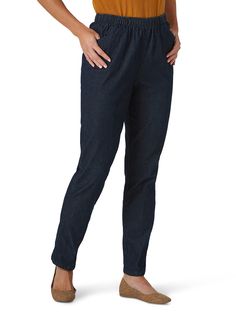 PRICES MAY VARY. Pull-on cotton legging featuring straight legs and pleated front Elastic waist Slant front pockets, no back pockets Preppy Pants, Amazon Pants, Style Uniform, Straight Leg Jeans Outfits, Women Bottoms, Fall Pants, Dark Denim Jeans, Uniform Fashion, Jeans Outfits