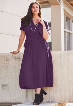 Wrap Maxi Dress in Crinkle, , alternate Flowy Rayon Maxi Dress With Tie Waist, Rayon Maxi Dress With Tie Waist, Flowy Belted Wrap Dress, Flowy Midi Dress With Tie Waist For Daywear, Belted Dress With Flowy Skirt, Flowy Tie Waist Rayon Dress, Flowy Rayon Dress With Tie Waist, Solid Dresses With Tie Waist For Daywear, Dresses With Tie Waist For Daywear