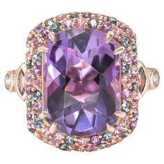 Topaz Cocktail Ring, Light Amethyst, Diamond Cocktail Rings, Naha, London Blue Topaz, London Blue, Amethyst Ring, Cocktail Ring, Pink Tourmaline