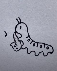 a drawing of a caterpillar with music notes coming out of it's mouth