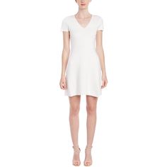 Theory 'Andrez O' Dress This Theory Anderz Dress Aims For Flattering Simplicity In Thicker Stretch Knit With Fit-And-Flare Shape. Size P: Length - 33" (Back); Width (Armpit To Armpit) - 14.5"; Waist - 12"; Hips - 17.5" * Color: Ivory * Fabric: Dream (72% Viscose; 28% Polyester) * V-Neckline; Short Sleeves * Seamed Band Detail At Low Waist * Full Skirt With Piped Seam Detail * Fluted Hem Falls To Low-Thigh * Fit-And-Flare Silhouette * Dry Clean; Imported * Brand New With Tag * Mfsrp: $300.00 Fitted V-neck Mini Dress In Off White, Fitted Off-white V-neck Mini Dress, Off White Fitted Mini Dress For Daywear, Grey Drapes, Cashmere Sweater Dress, Gray Cashmere Sweater, Wool Sweater Dress, Linen Shift Dress, V Dress