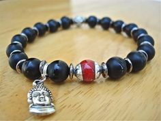 Men's Spiritual Tibetan Buddha Bracelet with Semi Precious | Etsy Gemstone Accessories, Tibetan Buddha, Buddha Bracelets, Red Jade, Silver Caps, Elegant Bracelet, Beaded Jewelry Diy, Pandora Charm Bracelet, Mens Bracelet