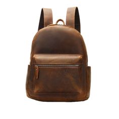 Introducing a vintage leather backpack suitable for both work and adventurous excursions, catering to both men and women. This backpack is crafted for an all-purpose Everyday Carry (EDC), featuring a classic and timeless full grain crazy horse leather that only improves with age. The rugged and unique aesthetic of the leather adds a distinctive touch, complementing your outfit with a look that stands out. Embrace a backpack that effortlessly combines style and durability, making it an ideal companion for various occasions. Details: Zip closure leather backpack. Full grain crazy horse leather. Lining: polyester. Adjustable carrying straps. Quality hardware. Dimensions: width: 11"(29cm); depth: 4.8"(11.5cm); height: 14.9"(38cm). Fits: 13.3-inch laptop. Weight: 1.24 kg. Exterior details: 1 × Classic Leather Backpack For Outdoor, Classic Leather Backpack For Adventure, Classic Leather Adventure Backpack, Rugged Everyday Carry Backpack, Everyday Carry Edc, Vintage Leather Backpack, Bar Accessories Decor, Leather Backpack For Men, Classic Office