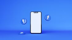 an image of a phone with facebook icons coming out of it on a blue background