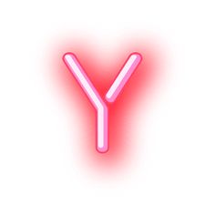 the letter y is lit up in pink