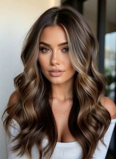 Dimensional Balayage Dark Brown, Bright Caramel Balayage, Brown Sugar Blonde Hair, Olive Skin Hair Color Ideas, Chocolate Brown With Blonde Highlights, Dark Hair With Light Front Face Framing, Fall Balayage Hair, Highlights 2024, Celebrities Hairstyles