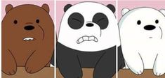 three bears with different facial expressions on their faces