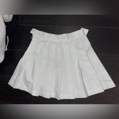 Small, White Pleated/Skater Skirt. Fits Size Medium (Me), But More Comfortable As A Size Small. Never Worn. Very White. I Am 5’4”. I Wore It At My High Waistline, But Can Be Worn On The Hips To Make It Longer. High Waist Cotton Tennis Skirt For School, High Waist White Pleated Skirt, White Cotton Skirted Skort, White Pleated Cotton Skort, White Bottoms For School In Spring, White Cotton Pleated Skort, White Cotton Short Pleated Skirt, White Cotton Pleated Short Skirt, White Pleated School Uniform Skirt